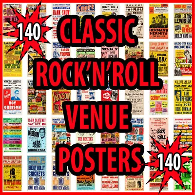 Vintage Jazz / Rock 'n' Roll / Pop Concert Tour Live Venue Posters : XXL 36 X24  • £8.99