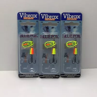$14.99 • Buy 3  Trout Lures Blue Fox 1/8oz BFF1-FT SUPER VIBRAX Size 1 Fluorescent Spinners