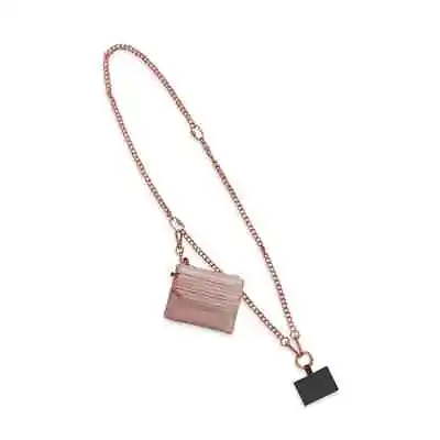 New Save The Girls Rose Gold Chain Pouch Cross Body Clip & Go Cell Phone Wallet • $34.16