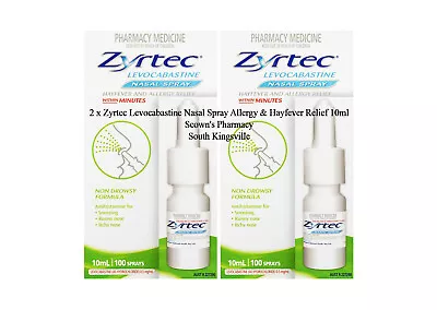 2 X Zyrtec Levocabastine Nasal Spray Allergy & Hayfever Fast Relief 10ml • $46.95