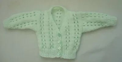 HAND KNITTED DOLLS CLOTHES  14  CARDIGAN Also For PREMATURE BABY. BRAND NEW • £3.50