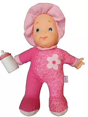 Baby First Goldberger Doll Rattle Pink Drink Bottle Soft Plush Body • $22.99