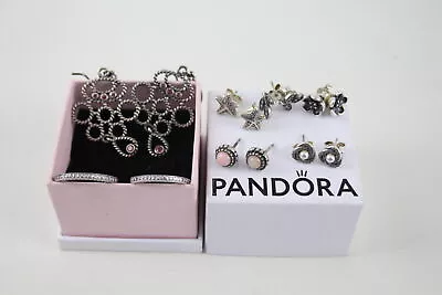 Pandora Earrings Sterling Silver Drops Studs Hoops Stone Set X 7 (17g) • $19.20