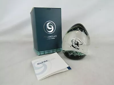 £15 • Buy Selkirk Glass Black Green White Paper Weight Handmade In Scotland Boxed H4 