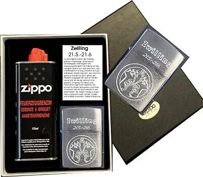 Zippo Gemini Zodiac Sign + Request Engraving + With Or Without Gift Set • £32.50