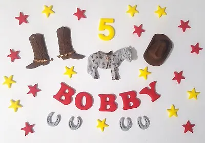 Cowboy Horse Star Horse Shoe Handmade Birthday Loose Cake Decorations • £8.50