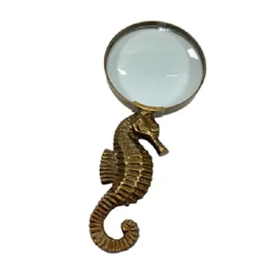 New 7  X 3'' Antiqued Brass Seahorse Magnifying Glass - Antique Vintage Style • $19.99