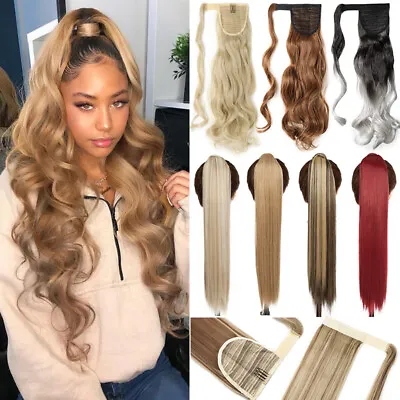 Pretty Thick Ponytail Clip In As Human Hair Extensions Wrap On False Pony Tail • £2.71