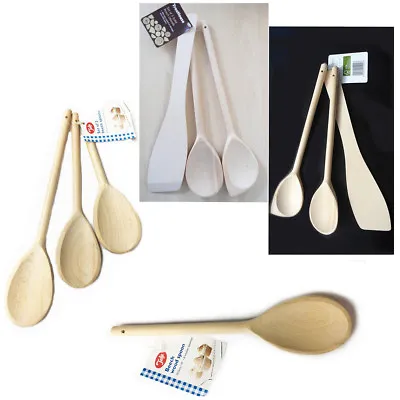 £3.29 • Buy Wooden Cooking Utensil Spoon KITCHEN Set Cookware Serving Stirring Slotted Mix