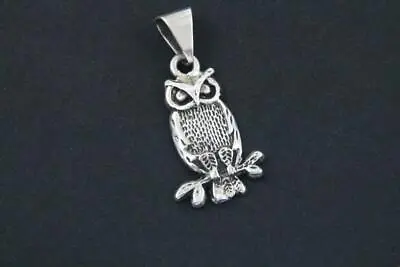 Very Detailed Mexican Sterling 925 Silver Perched Owl On Branch Necklace Pendant • $26.95