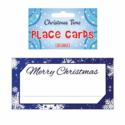 £2.99 • Buy Christmas Table Settings / Name Place Cards Pack Of 50 - Blue Snowflake Design