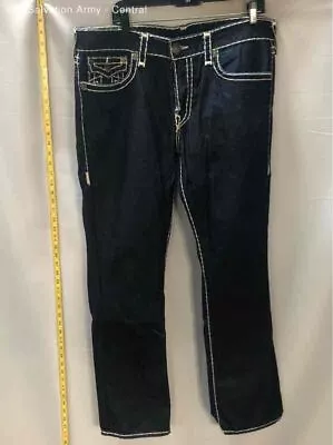 True Religion Mens Blue Dark Wash Coin Pocket Denim Straight Jeans Size 38 • $10.50
