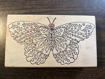 Please Read Description - Magenta Holiday Butterfly Moth Large Wood Rubber Stamp • $5.99