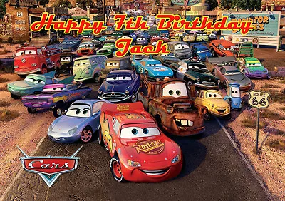 Cars Lightning McQueen A4 Icing Sugar Paper Birthday Cake Topper Image 4 • £6.46