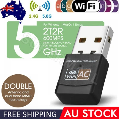 $9.95 • Buy Dual 600Mbps USB WiFi Wireless Dongle AC600 Lan Network Adapter 2.4GHz 5GHz OZ