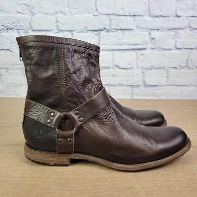 Vintage Frye Men's Size 11 Boots Phillip Harness Motorcycle Brown Leather 87870 • $99.99