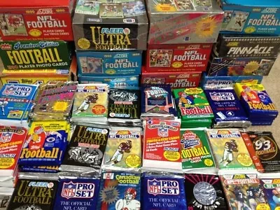 100 Unopened Vintage NFL Football Cards In Factory Sealed Wax Packs • $17.99