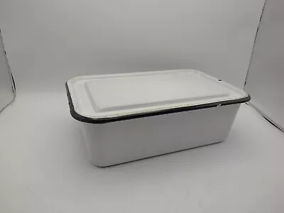Enamelware Cooking Pan Refrigerator Box 1940 Lid All Purpose Vtg Maid Honor • $19.99