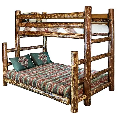 Rustic LOG Bunk Bed TWIN Over FULL Amish Made BunkBeds Western Lodge • $2508.21