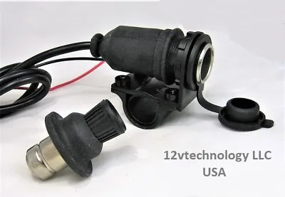 Waterproof Motorcycle 12V Cigarette Lighter Outlet Plug & Handlebars 3/4  To 1  • $24.95