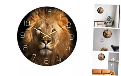  Acrylic Wall Clock Lion Pattern UV Printed Round Vintage Hanging Clock Cc098 • $29.35