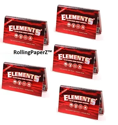 $9.44 • Buy 5X Packs Elements Slow Burn Hemp SINGLE WIDE Gummed Rolling Papers 100 Per Pack