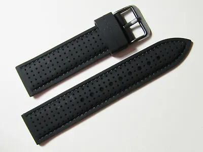 20mm Hadley Roma Black Stitch Silicone Diver Watch Band  MS3351  • $19.50