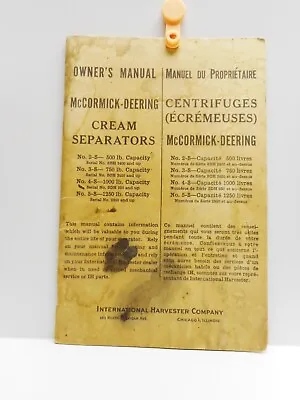 Vintage - McCORMICK-DEERING CREAM SEPARATORS - Manual - INTERNATIONAL HARVESTER • $13