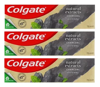 Colgate Natural Extracts Charcoal + White Toothpaste 75ml Pack Of 3 • £9.99