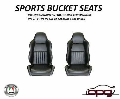 $859 • Buy Classic High Back Black Puleather Sport Bucket Seats For Holden VN VP VR VS VT