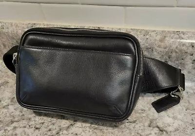 Coach - Black Smooth Leather Belt Bag Fanny Pack- New • $139