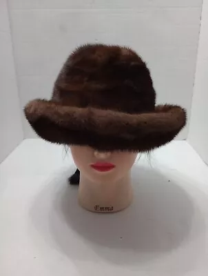 Vtg Brown MINK REAL FUR WOMEN'S HAT  *EXCELLENT CONDITION  *LINED *SMOKE FREE • $45