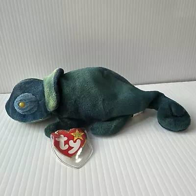 Rainbow Blue Chameleon (Iggy) Ty Beanie Baby October 14 1997 HW019 #4037 • $2.99