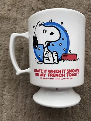 Snoopy Pedestal Mug I Hate When It Snows On My French Toast Christmas Coffee Cup • $14.95