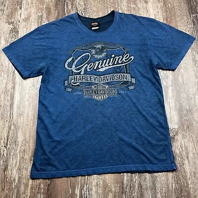 Vintage Harley Davidson Bloomington Indiana T Shirt XL Blue Y2k Distressed Thin • $19.88