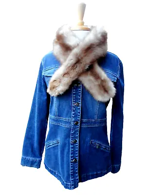 LUSH SOFT Genuine Brown Mink Fur Collar Scarf Wrap Stole Boa Velvet Lined 42” • $39