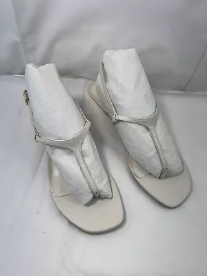 New Michael Kors® Womens Tasha Leather Kitten T Sandals LT Cream Sz7.5  $110.00 • $49.99