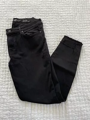 7 For All Mankind Gwenevere Black Ankle Skinny Rough Hem Jean Women’s Size 32 • $18