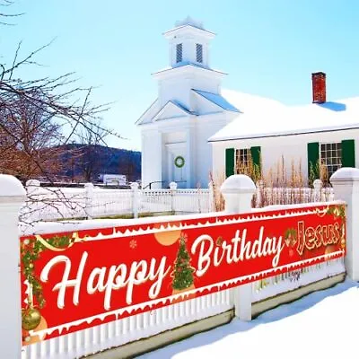 Happy Birthday Jesus Banner - Large Outdoor Christmas Decorations Jesus Bday ... • $14.94