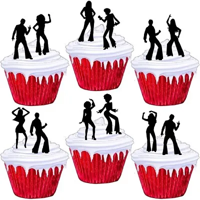 30 STAND UP Disco 70's Dancing Edible Cup Cake Toppers Party Wafer Decorations • £2.25