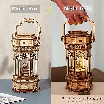 ROKR LED Victorian Lantern Music Box 3D Wooden Puzzles DIY Laser Cut Model Kit  • £29.99