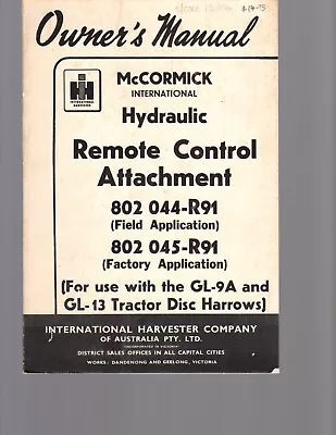 McCormick International Hydraulic Remote Control Attachment - See Description • $14.95