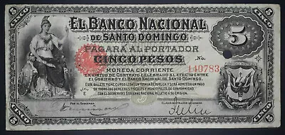 Dominican Republic 5 Pesos 1889 P-S133 • $230
