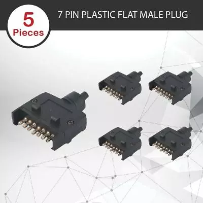 5 X TRAILER PLUG 7 PIN FLAT MALE RECTANGLE CARAVAN TRAILER  TRAILER PART • $22.95