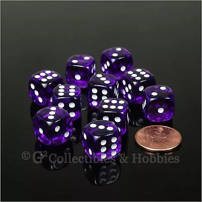 NEW 10 Transparent Purple 12mm Rounded Edge D6 Dice Set D&D RPG Game MTG Chessex • $4.99
