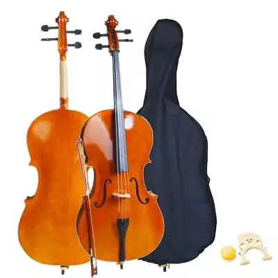 New 4/4 Full Size Professional Sound Natural Color Cello +Bag+Bow+Rosin+Bridge • $179.99