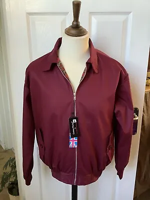 £15 • Buy Mens Cotton Works Harrington Style Jacket, Maroon, Red Tartan Insert, Size Large