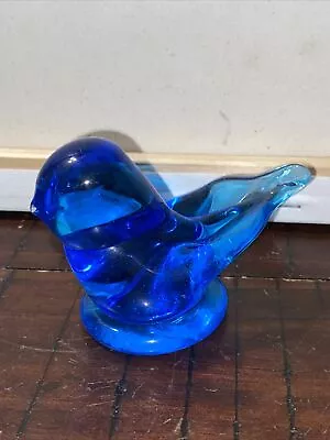 Vintage Blue Bird Of Happiness Art Glass Figurine Leo Ward 1987 Signed • $14.99