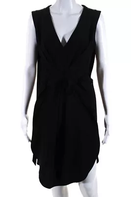 Malia Mills Womens Sleeveless V Neck Tie Front Mini Shift Dress Black Size 4 • $51.61