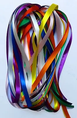Double Satin Ribbon Bundle Of Mixed Colour Satin Ribbon Roll  6mm10mm15mm25mm • £2.75